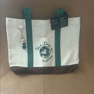 Disney/Starbucks Cream and Brown Tote Bag with Green Accents